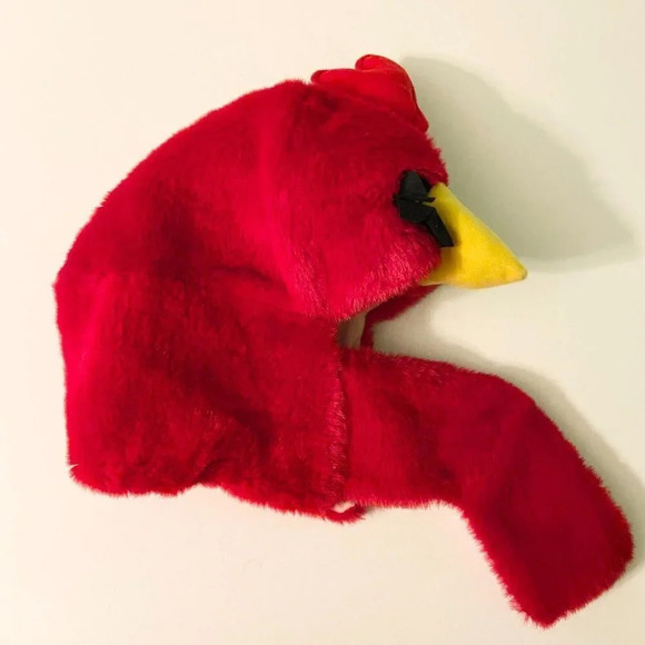 Vintage Kids Red Bird Hood Hat Made in  Taiwan One Size Mask - Picture 5 of 15